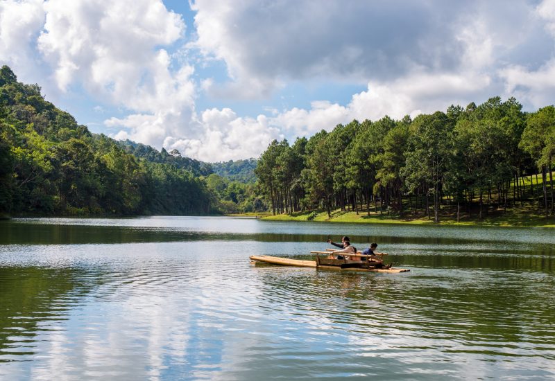 Pang-ung lake in Maehongson,Thailand.- vintage filter effect Pang-ung lake in Maehongson,Thailand.- vintage filter effect