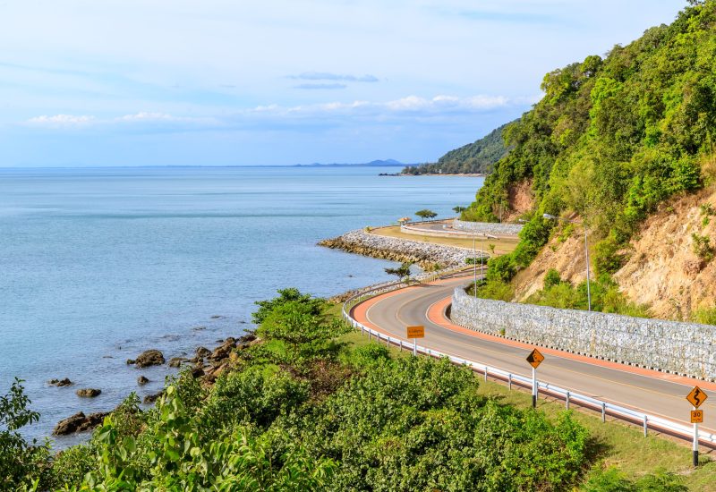 Seaside road highway from Noen Nangphaya View Point in Chanthabu Seaside road highway from Noen Nangphaya View Point in Chanthaburi, east of Thailand